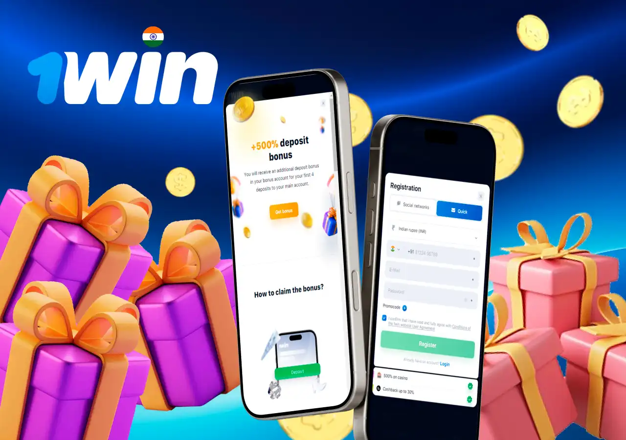 1Win Speed & Cash welcome offer with 500% deposit bonus, showcasing exciting gameplay on mobile devices