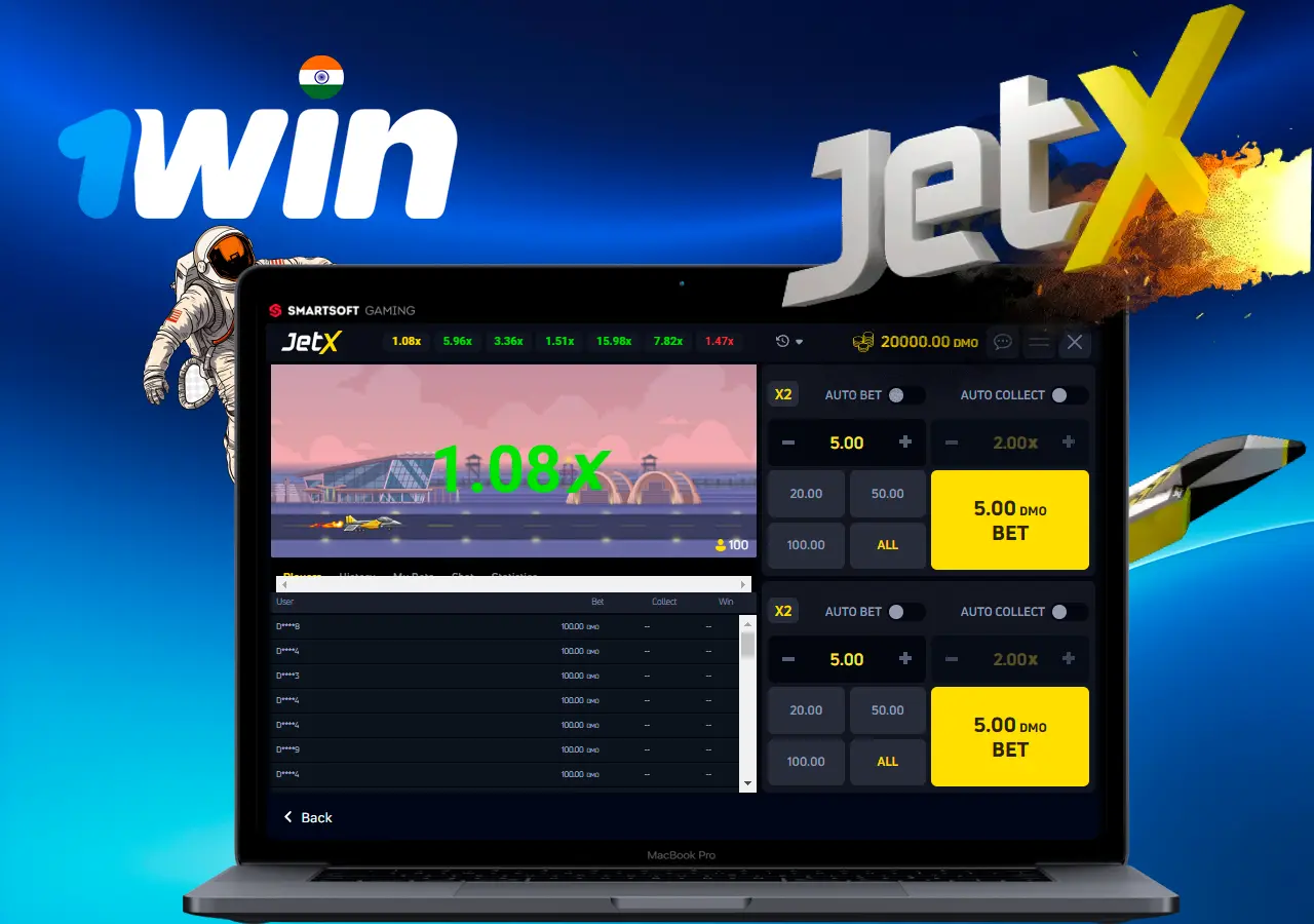 JetX game with space theme and betting options displayed on screen